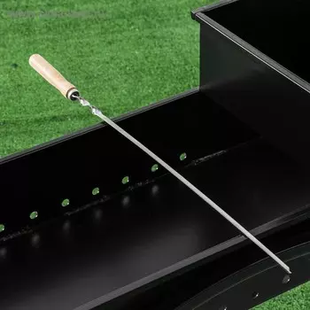 Шампур с деревянной ручкой "Уголок", 58 х 1 см, нержавеющая сталь 1,5 мм