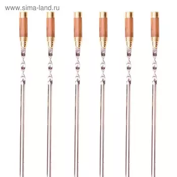 Шампуры 6 шт. «Патрон» с рукоятью из ореха и латуни