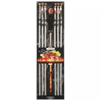 Шампуры, 6 штук, толщина, 2 мм, вилка для мяса, размер 58,5 х 1 см