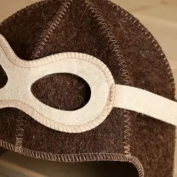 Шапка банная "Летчик" белая, РУССКИЙ ВОЙЛОК, 100% "наша" шерсть