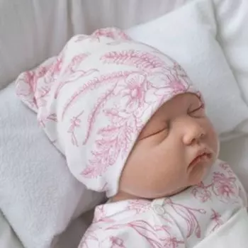 Шапочка детская KinDerLitto «Цветочный сад», с отворотом и ушками, возраст 0-3 месяцев, 2 шт