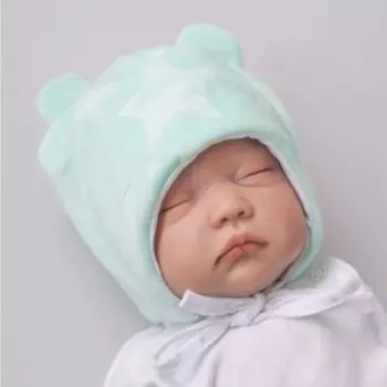 Шапка детская демисезонная KinDerLitto «Новые звёздочки», с ушками, возраст 3-6 месяцев, цвет мята