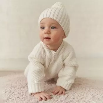 Шапка детская, рост 80 см, цвет молочный