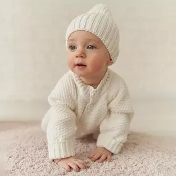 Шапка детская, рост 80 см, цвет молочный