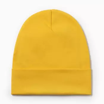 Шапка детская с подворотом, цвет горчица, размер 54-58
