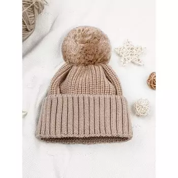 Шапка детская вязаная демисезонная, Pure Love Muffin, размер 44-46 , цвет бежевый