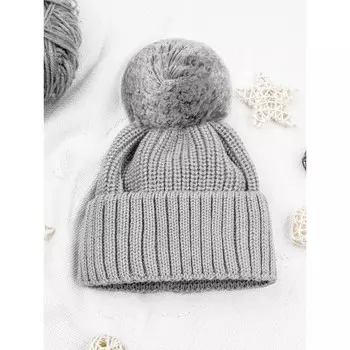 Шапка детская вязаная демисезонная, Pure Love Muffin, размер 46-48 , цвет серый