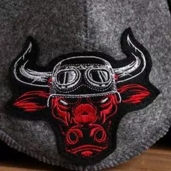 Шапка для бани и сауны «Бык - байкер», полиэфир 70%, шерсть 30%, «Добропаровъ»