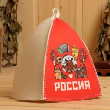 Шапка для бани и сауны «Россия», полиэфир 70%, шерсть 30%, «Добропаровъ»