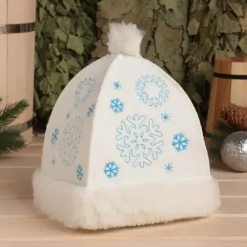 Шапка для бани и сауны «Снегурочка», полиэфир 70%, шерсть 30%, белая, «Добропаровъ»