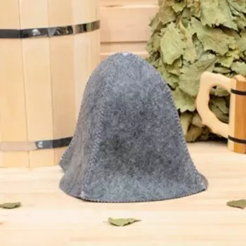 Шапка для бани и сауны «Колокольчик», полиэфир 70%, шерсть 30%, серая, «Добропаровъ»