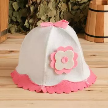 Шапка - шляпка для бани и сауны женская «Красотка», войлок, фетр, «Добропаровъ»