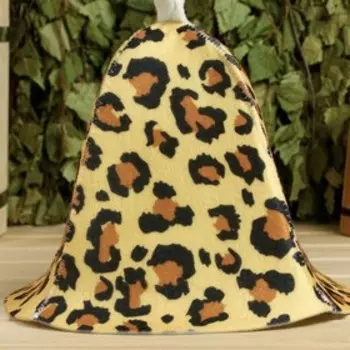 Шапка для бани и сауны, с принтом «Леопардовая», полиэфир 70%, шерсть 30%, «Добропаровъ»