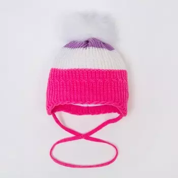 Шапка для девочк, цвет ярко-розовый/сиреневый, размер 48-50