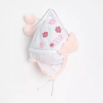 Шапка для девочки, цвет белый/светло-розовый, размер 48