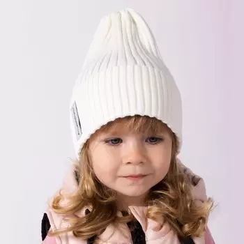 Шапка для девочки, цвет молочный, размер 48-52