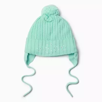 Шапка для девочки, цвет мятный, размер 44-46