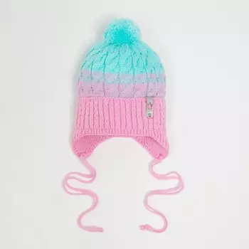 Шапка для девочки, цвет розовый/голубой, размер 47-50 см