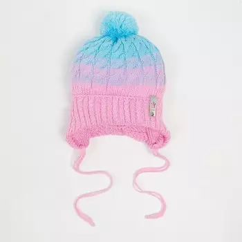 Шапка для девочки, цвет розовый/голубой, размер 47-50 см