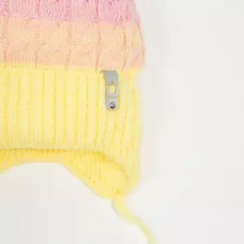 Шапка для девочки, цвет розовый/желтый, размер 44-47 см