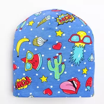 Шапка для девочки, цвет темно-голубой, размер 44-47 см