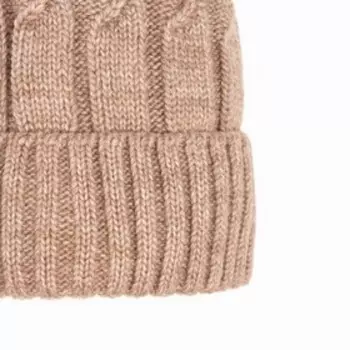 Шапка для девочки вязаная, цвет тёмно-бежевый, размер 53-56 см (6-10 лет)