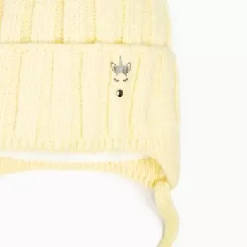 Шапка для девочки вязаная, цвет жёлтый, размер 47-50 см (1,5-3 года)