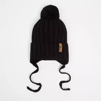 Шапка для мальчика, цвет черный, размер 47-50 см