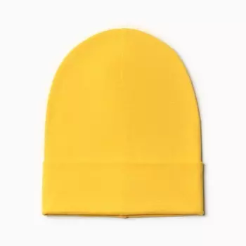 Шапка для мальчика, цвет горчичный, размер 50-54