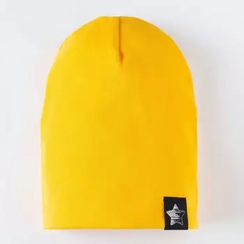Шапка двухслойная детская, цвет горчица, размер 46-50