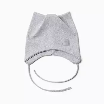 Шапка для девочки с ушками «Кошка», размер 46-50, серая меланж