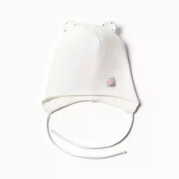 Шапка детская с ушками «Мишка», размер 42-46, молочная