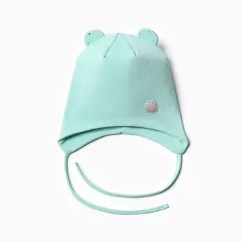 Шапка детская с ушками «Мишка», размер 42-46, мятная