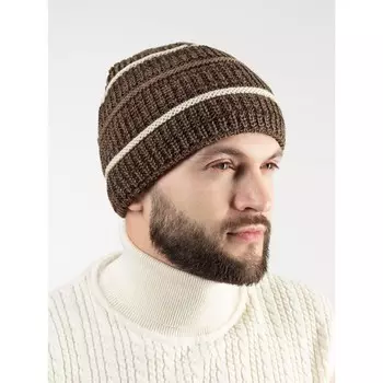 Шапка мужская Isee, размер 52-56, цвет коричневый, бежевый