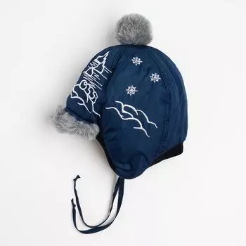 Шапка для мальчика «Пингвин», размер 46, синяя