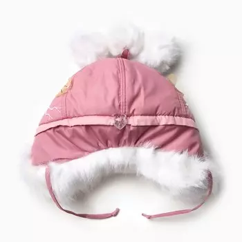 Шапка "Стрекоза" для девочки, цвет брусника/белый, размер 46