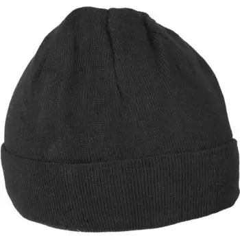 Шапка утеплённая трикотажная с флисом, цвет чёрный
