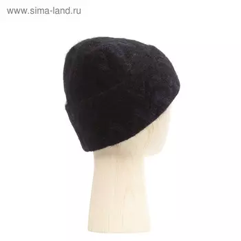 Шапка женская, размер one size, чёрный, тёмно-синий