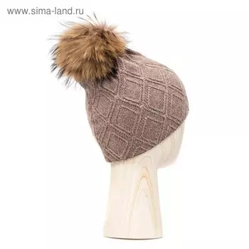 Шапка женская, размер one size, серо-коричневы