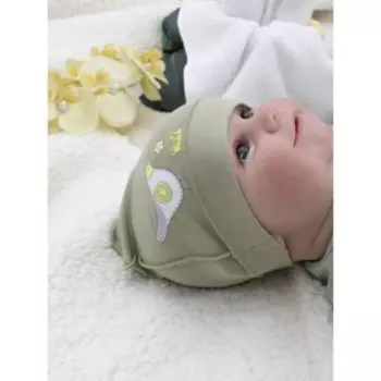 Шапочка детская, возраст 9-12 мес, цвет хаки