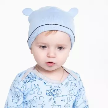 Шапочка для мальчика, цвет голубой, размер 46-48 (1-2г)