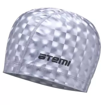 Шапочка для плавания Atemi PU 120, тканевая с полиуретановым покрытием, цвет серый 3D