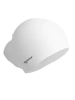 Шапочка для плавания взрослая, для длинных волос, силиконовая, белая