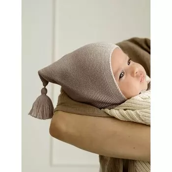 Шапочка вязаная детская Amarobaby Pure Love Sweet размер 46-48, цвет коричневый