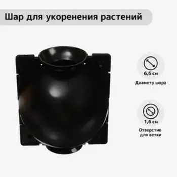 Шар для укоренения растений, d=11.5 см, под ветку 1.6 см, чёрный, Greengo