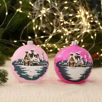 Ёлочный шар «Домик» новогодний, d=9.5 см, МИКС