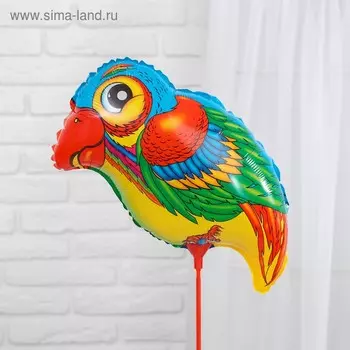 Шар воздушный фольгированный 10" «Попугай» с палочкой