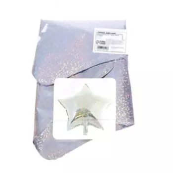 Воздушный шар фольгированный 10'' «Звезда», голография, серебряный