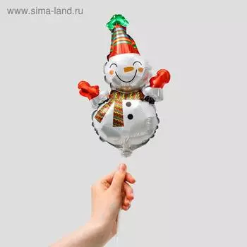 Воздушный шар фольгированный 12" «Снеговик с шарфиком в полоску»