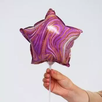 Шар фольгированный 12" «Звезда мрамор», цвет фиолетовый